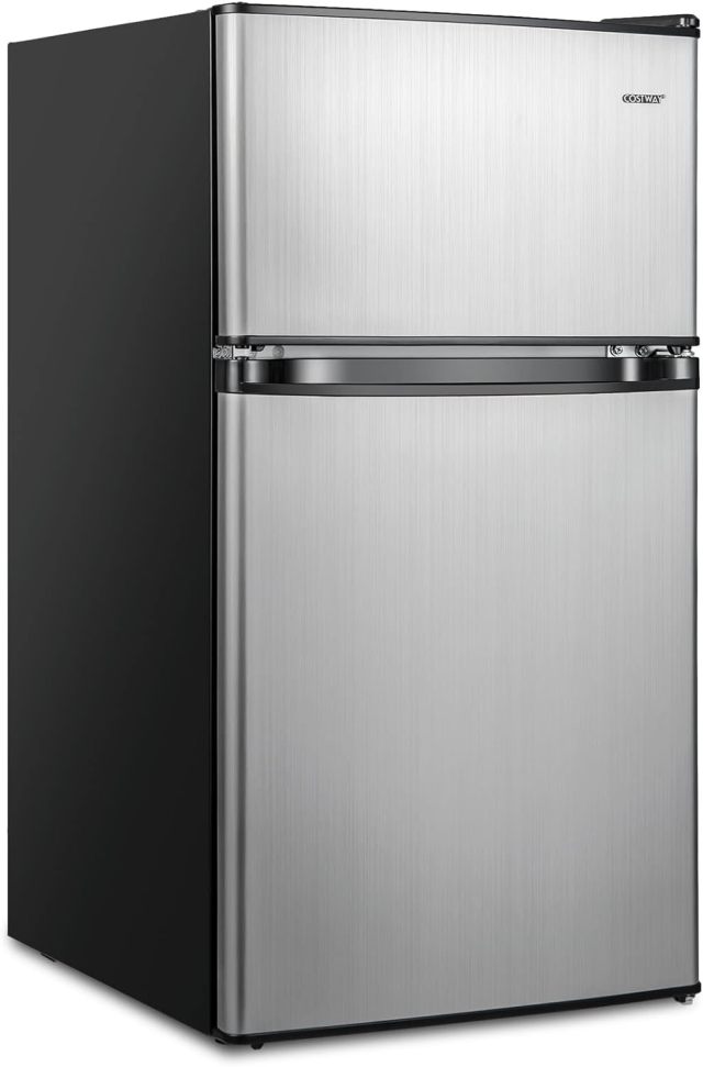 Compact Refrigerator, 3.2 Cu.Ft. Fridge Freezer Compartment with Reversible 2 Door, Adjustable Thermostat