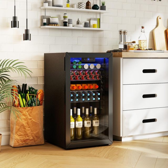 Beverage Refrigerator Cooler | 116 Cans 3.0 Cu.Ft Mini Fridge with Glass Door