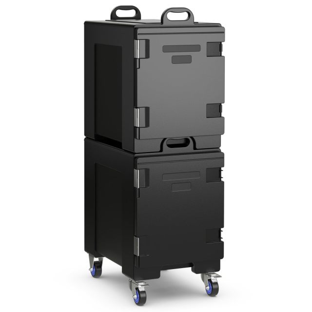 ARLIME 2 Pack Insulated Food Pan Carriers (1 with wheels), End-Loading Insulated for 5 Full-Size Pans