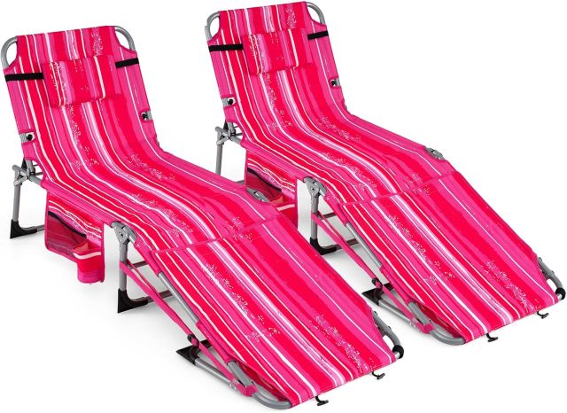 Tanning Chair with Face Arm Holes | Portable Sunbathing Chair w/4-Level Backrest (1/2)