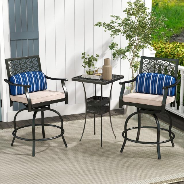 Outdoor Bar Chair Set of 2/4 24.5 Inch Swivel Counter Height Bar Stools