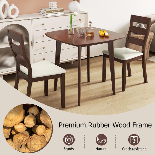 3-Piece Small Dining Table for 2 32 x 32 Inch Square Kitchen Table and Chairs
