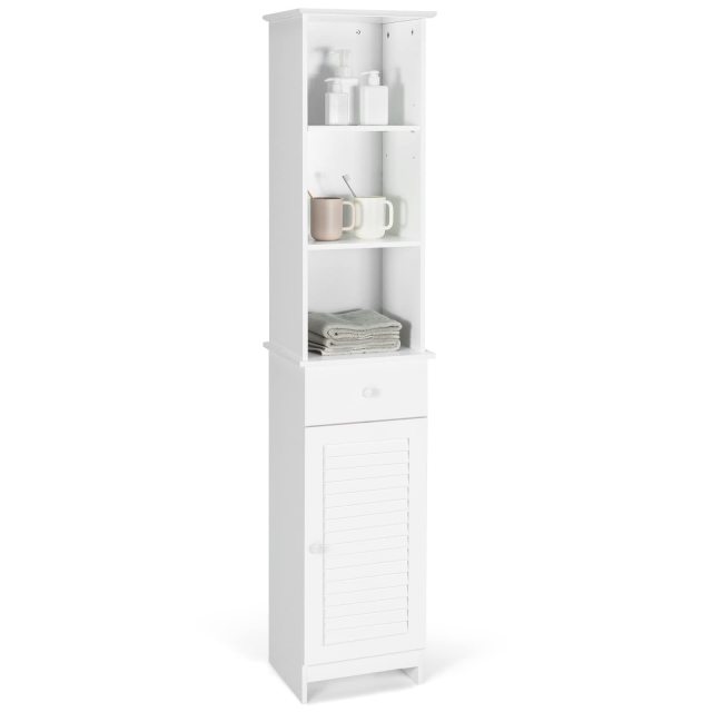 Tall Bathroom Storage Cabinet with 2 Adjustable Shelves