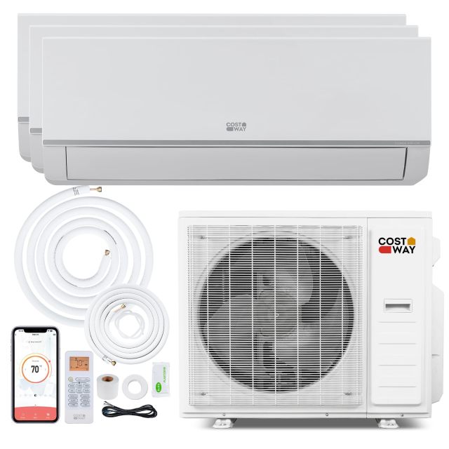 28K Tri 3 Zone Mini Split AC/Heating System | 20 SEER2 9K+ 9K+12K WiFi Enabled 208/230V (Blast Pro Series)