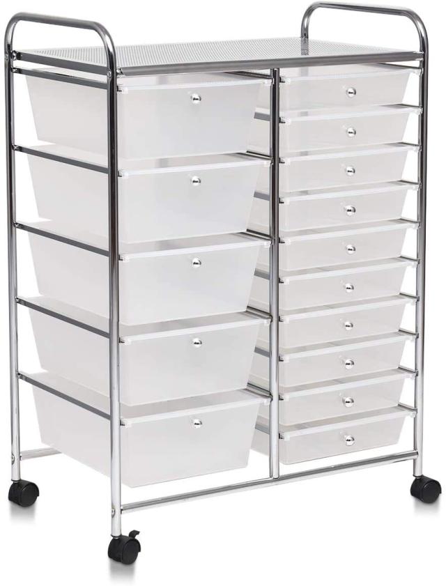 ARLIME 15-Drawer Storage Cart, 15 Drawer Trolley, Rolling Organizer Cart