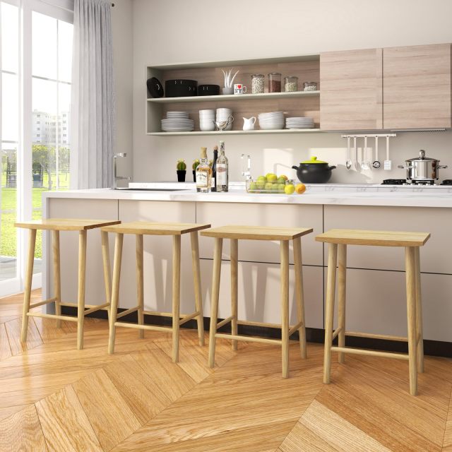 25.5” Counter Height Stool with Footrest & Solid Wood Frame