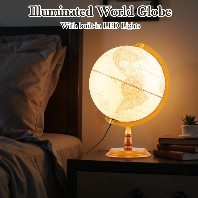 12” Illuminated World Globe Geography Educational Globe