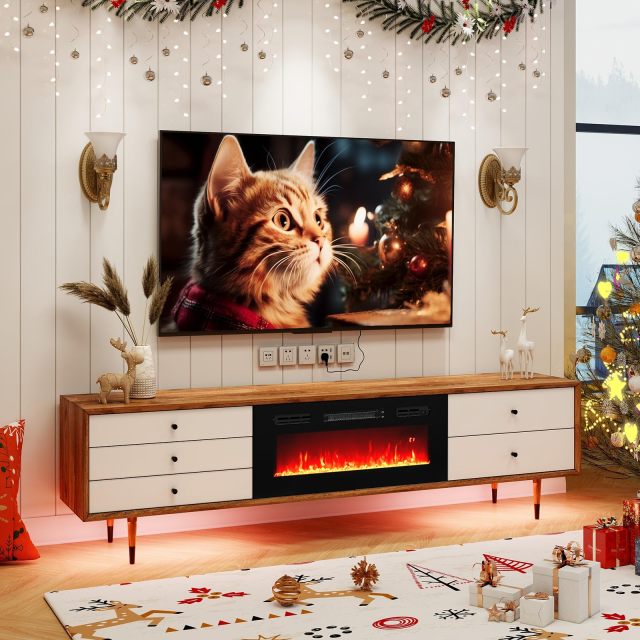 36 Inches Electric Fireplace Inserts w/LED Strip Lights