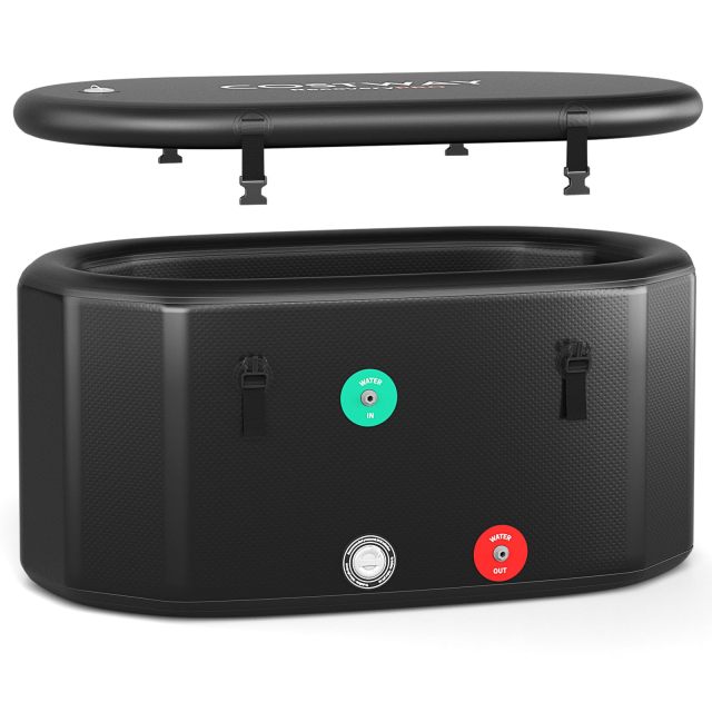 129 Gal Oval Ice Bath Tub w/Cover Portable Outdoor Ice Bath Tub w/Backpack