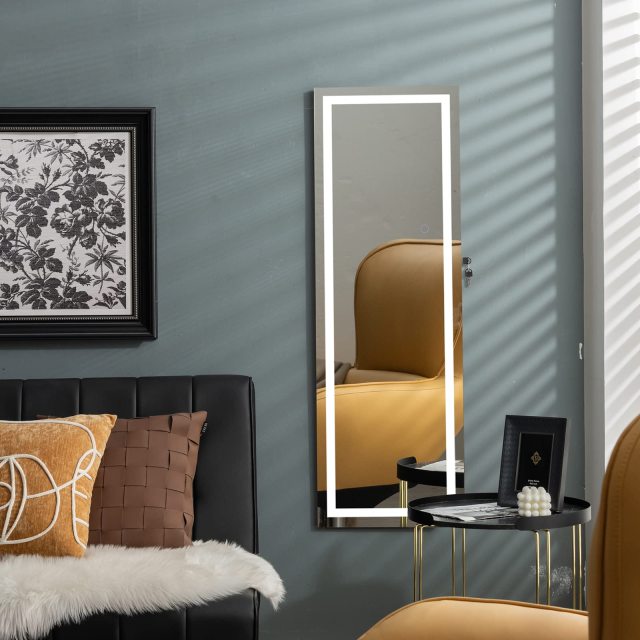 Wall Door Mounted Jewelry Organizer w/Full Length Mirror for Living Room