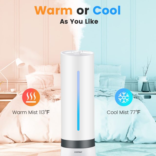 ARLIME Humidifier for Bedroom Large Room, 2.4 Gallon Warm & Cool Mist Top Fill Ultrasonic Air Vaporizer with Auto Mode