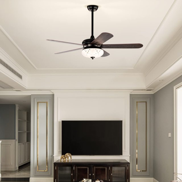 52 Inches Ceiling Fan with Remote Control, Indoor Ceiling Fan with 2 Downrods