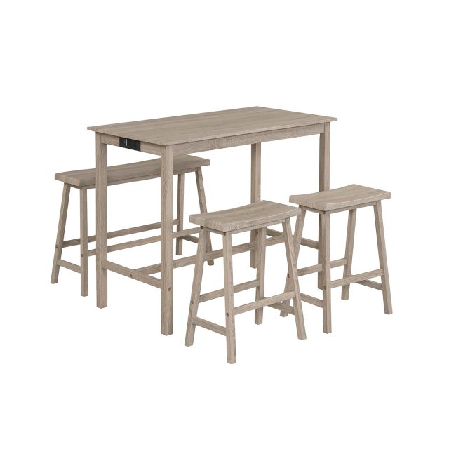 4-Piece Counter Height Dining Table Set with Built-in Power Outlet
