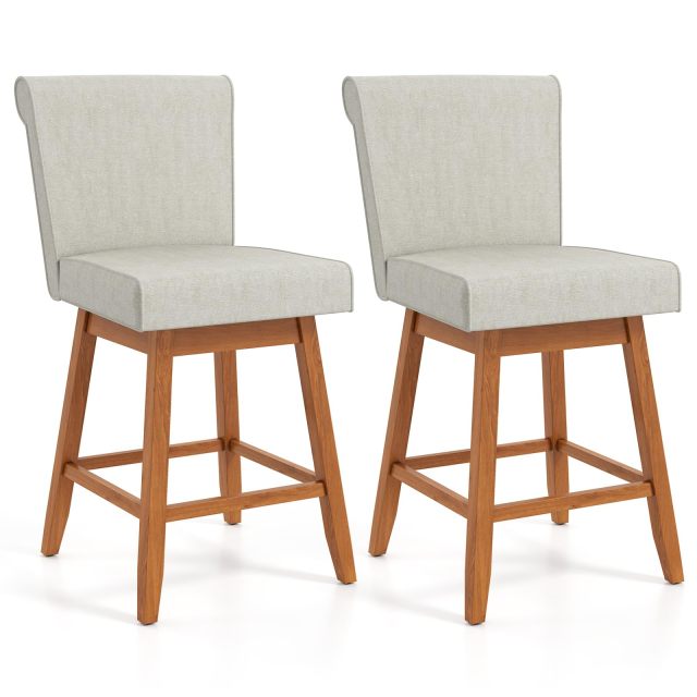 Swivel Bar Stools 27" Counter Height Bar Chairs with Rubber Wood Legs