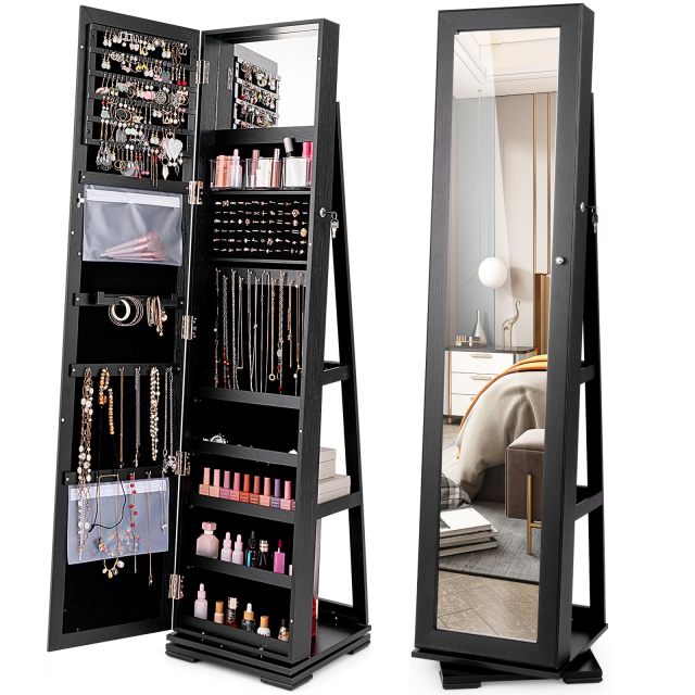 360 Rotating Jewelry Armoire Cabinet Standing Jewelry Organize