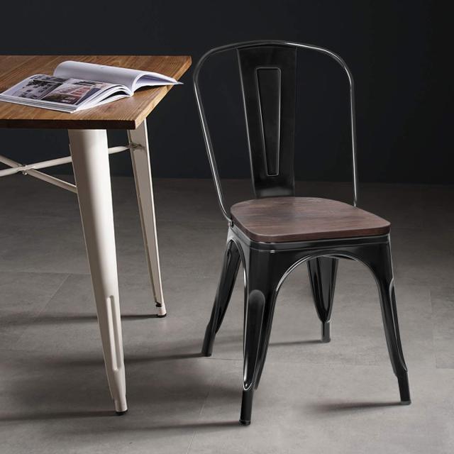 18 Inch Dining Chair Set of 4 Industrial Vintage Stackable Metal Stools