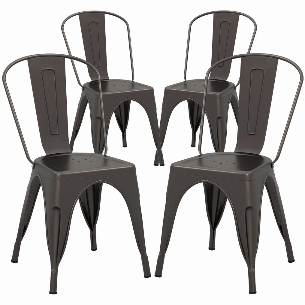 Metal Dining Chairs Set of 4 18 Inch Stackable Industrial Kitchen Tolix Side Chairs
