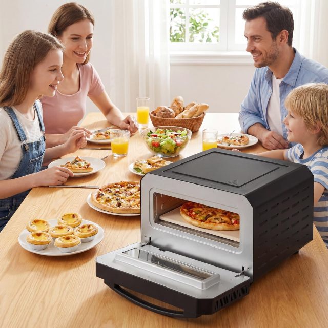 1700W Electric Pizza Oven Indoor | 6 Presets & 2-Min Rapid Baking Heats up to 750℉