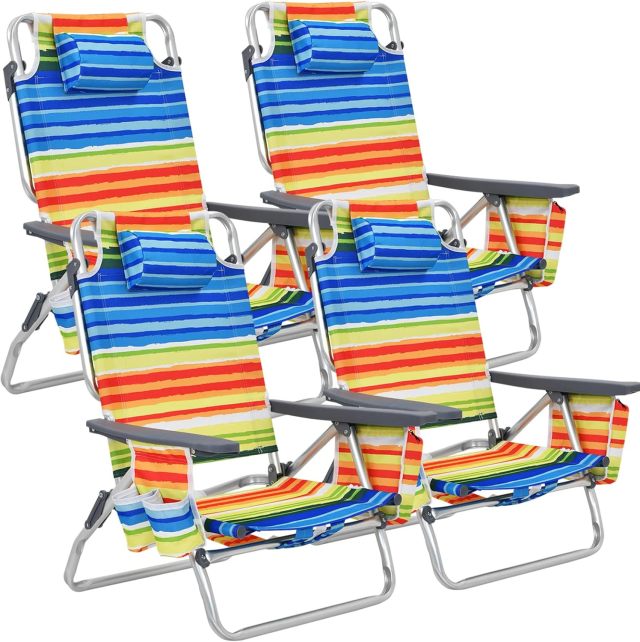 Backpack Beach Chairs 2/4-Pack Portable Camping Chairs with Cup Holder