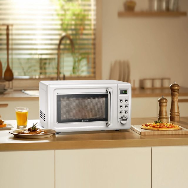 ARLIME Small Microwave, 0.7Cu.ft 700 Watt Countertop Microwave with 5 Micro Power Defrost & Auto Cooking Function