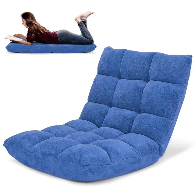 14-Position Floor Sofa, Folding Gaming Sofa Chair, Angle Adjustable Sleeper Bed, Couch Recliner