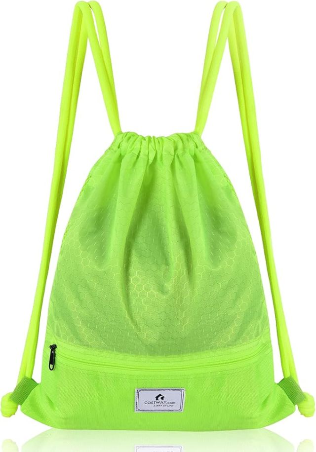 Drawstring Backpack Folding Sports Gym Sackpack with Zipper Pockets