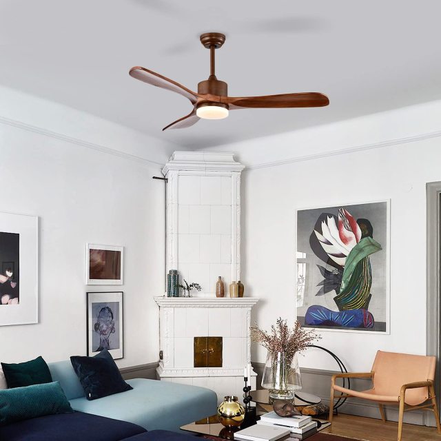 52 Inch Ceiling Fan with LED Light and Remote Control, Indoor Ceiling Fan for Living Room Bedroom