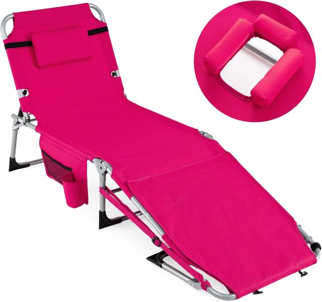 Tanning Chair with Face Arm Holes | Portable Sunbathing Chair w/4-Level Backrest (1/2)