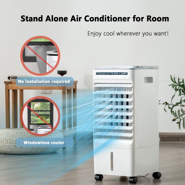 ARLIME 3-IN-1 Evaporative Coolers, Portable Swamp Cooler with Remote for Room/Office