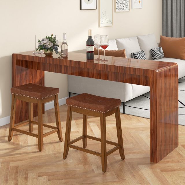 Saddle Bar Stools 25-Inch Counter Height Barstools w/PU Leather Seat