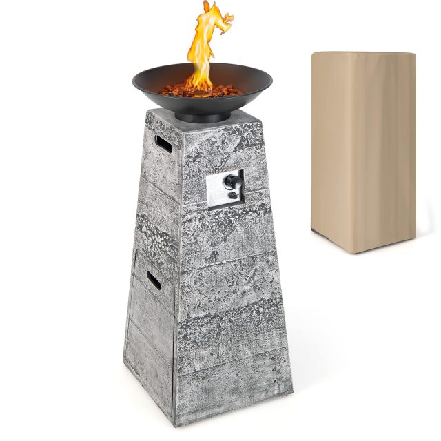 Outdoor Burning Fire Bowl W/Lava Rocks & PVC Cover