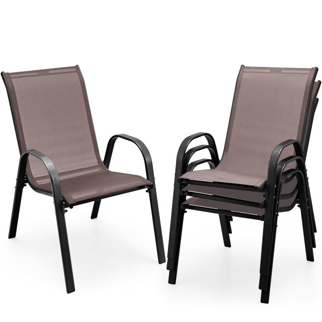 Patio Dining Chairs Set of 2/4 Stackable Outdoor Chairs