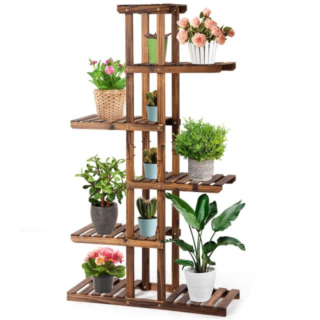 6 Tier Multifunctional Wood Flower Stand for Multiple Plants