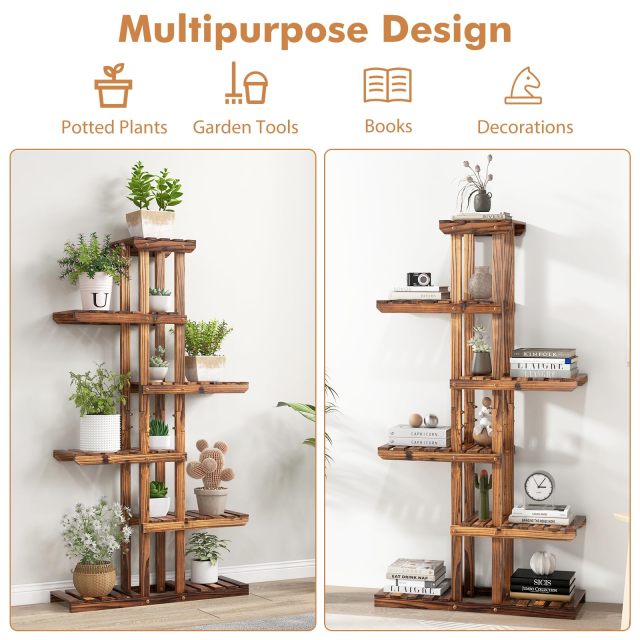 6 Tier Multifunctional Wood Flower Stand for Multiple Plants