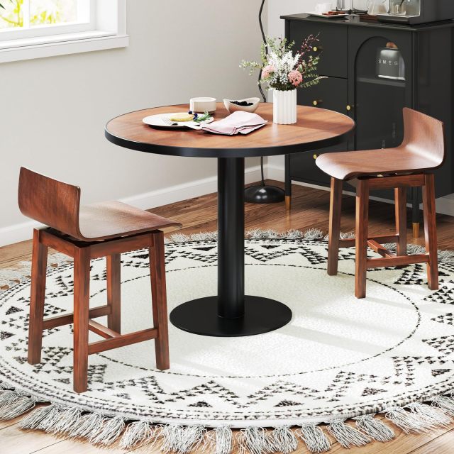 Swivel Solid Wood Dining Stools Set of 2/4 for Kitchen Island