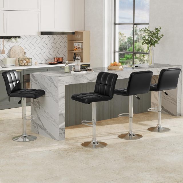 Bar Stools Set Modern PU Leather Swivel Bar Chairs