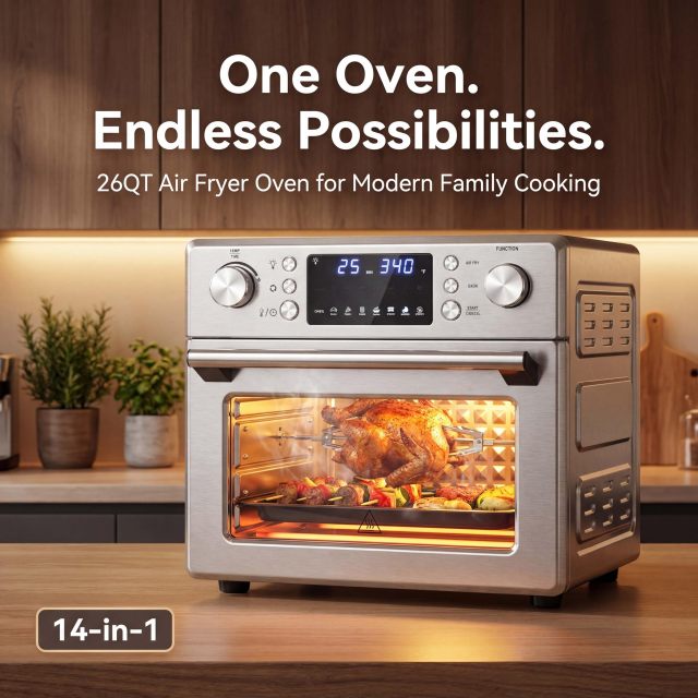 14-in-1 Toaster Oven Air Fryer Combo with 1700W Convection
