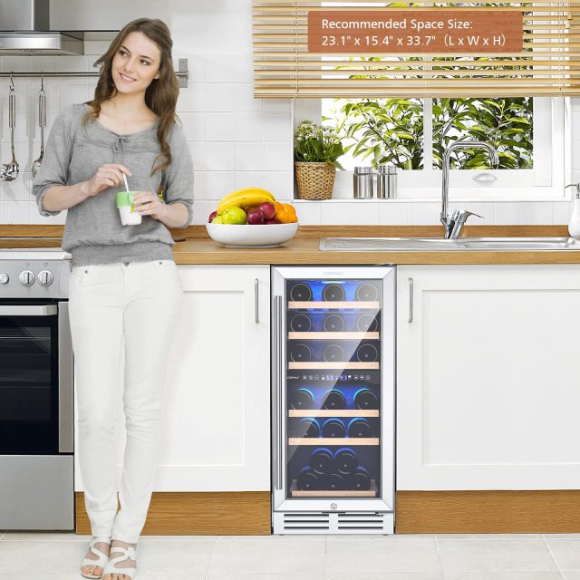 30-Bottle Freestanding Wine Cooler with Temp Memory and Dual Zones