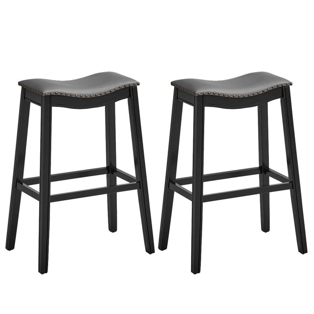 Counter Height Bar Stools 29-Inch Height Backless Saddle Stool with Rubber Wood Legs
