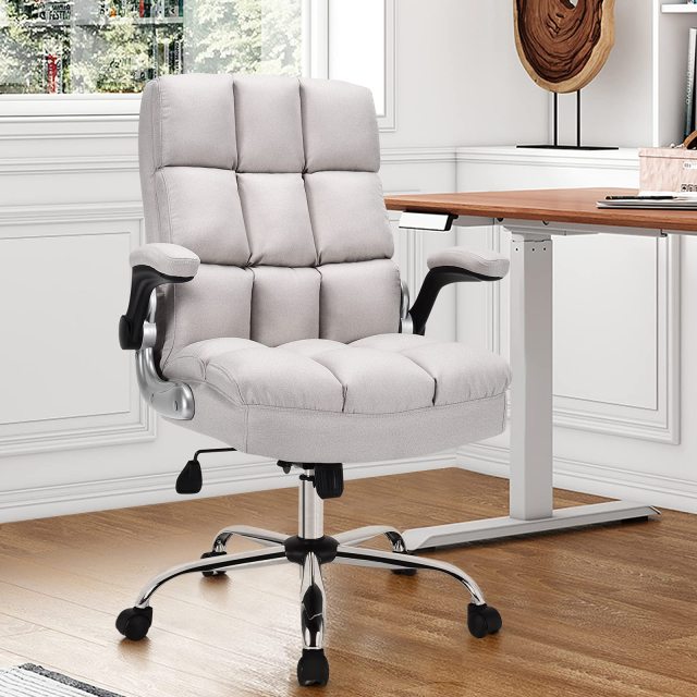 Big and Tall Computer Desk Chair with Adjustable Back Tilt & Flip up Armrest