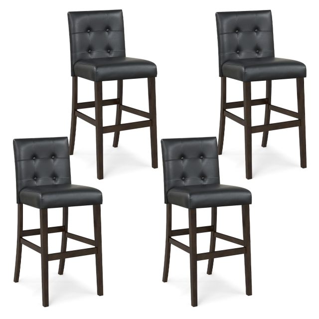 Set of 4 Bar Stools 26‘’ Upholstered Barstool with Back