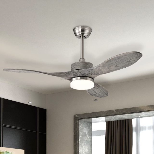 48 Inches Ceiling Fan with LED Light and Remote Control, Reversible Ceiling Fan with 6 Wind Speeds (Nickel)