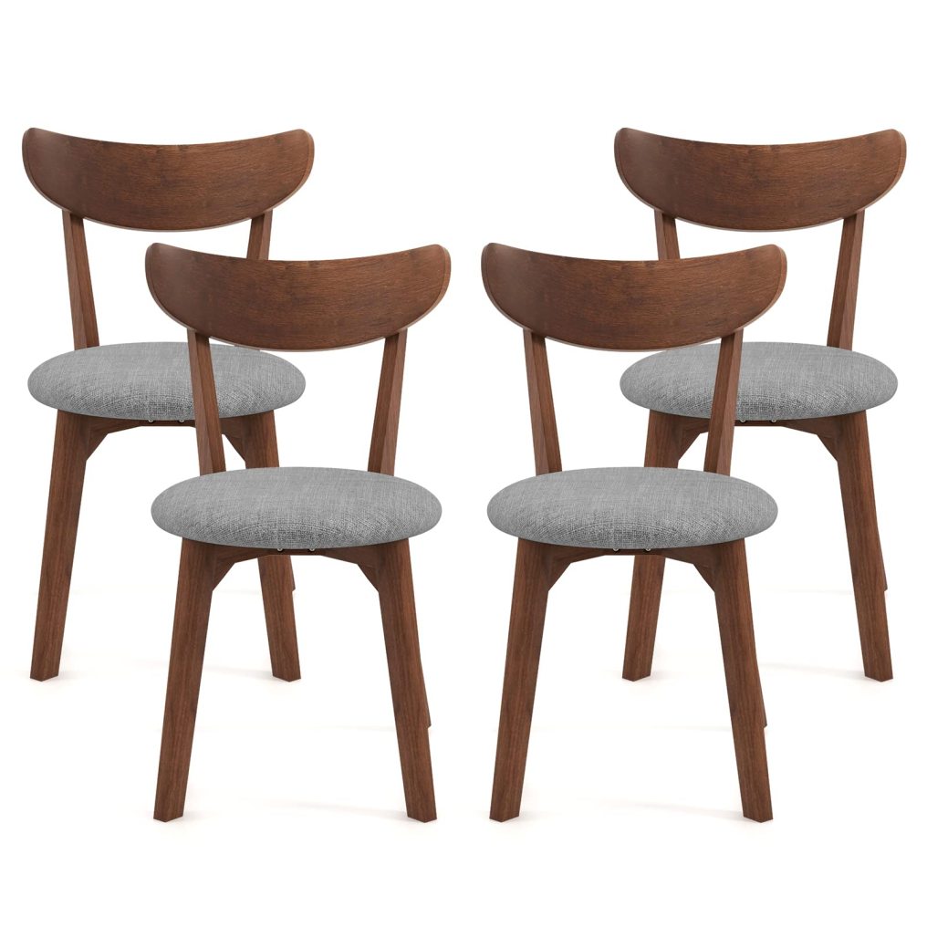 Mid Century Modern Kitchen & Dining Chairs with Curved Back and Cushioned Seat