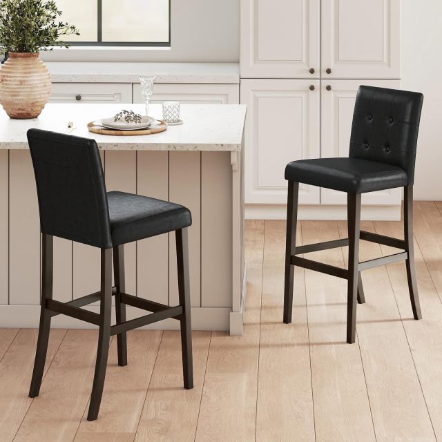 Set of 2/4 Bar Stools 30.5‘’ Upholstered Barstool with Back