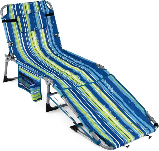 Tanning Chair with Face Arm Holes | Portable Sunbathing Chair w/4-Level Backrest (1/2)