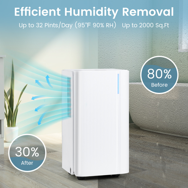 32 Pints 2000 Sq.ft Portable Dehumidifier for Home and Basement