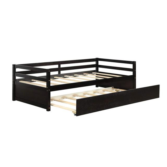 KOMFOTT Twin Size Wooden Daybed with Trundle Bed Set