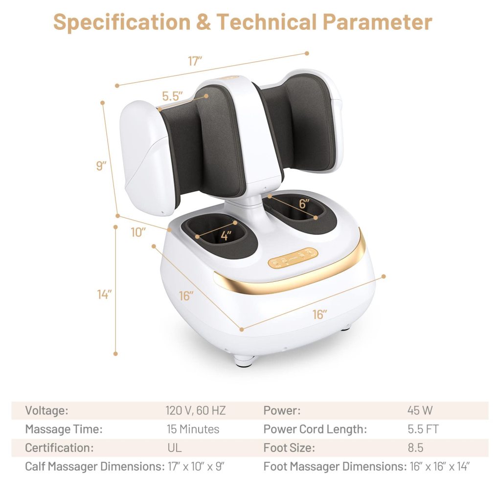 Foot and Calf Massage with Tilt Base, Heat, 3 Modes and Intensities,360 Degree Detachable Flip Massager