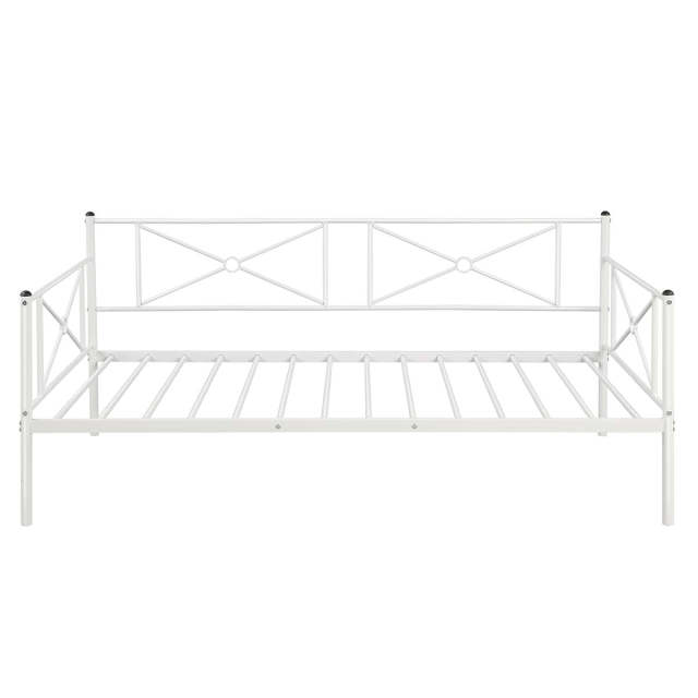 Metal Daybed Twin Bed Frame w/ Headboard, Stable Steel Slats Support