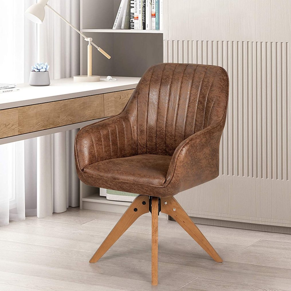 Stylish Swivel Home Office Chairs | PU Leather Dining Armchair